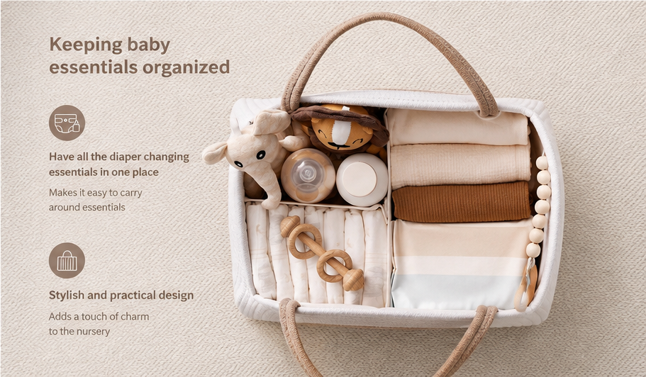 Little Smiles Rainbow Woven Diaper Caddy