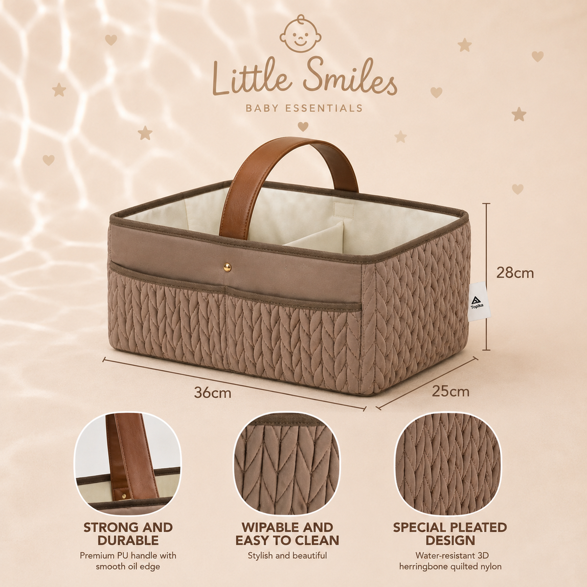 Little Smiles Quilted Diaper Caddy Basket