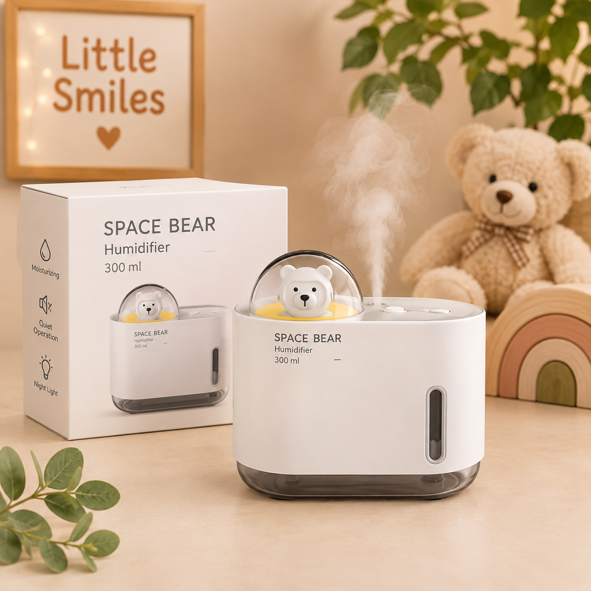 Little Smiles Space Bear Humidifier with Night Light