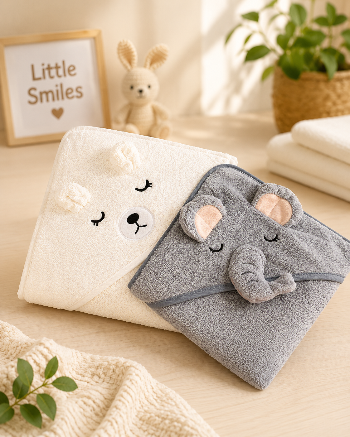 Little Smiles 2-Pack Hooded Baby Towels