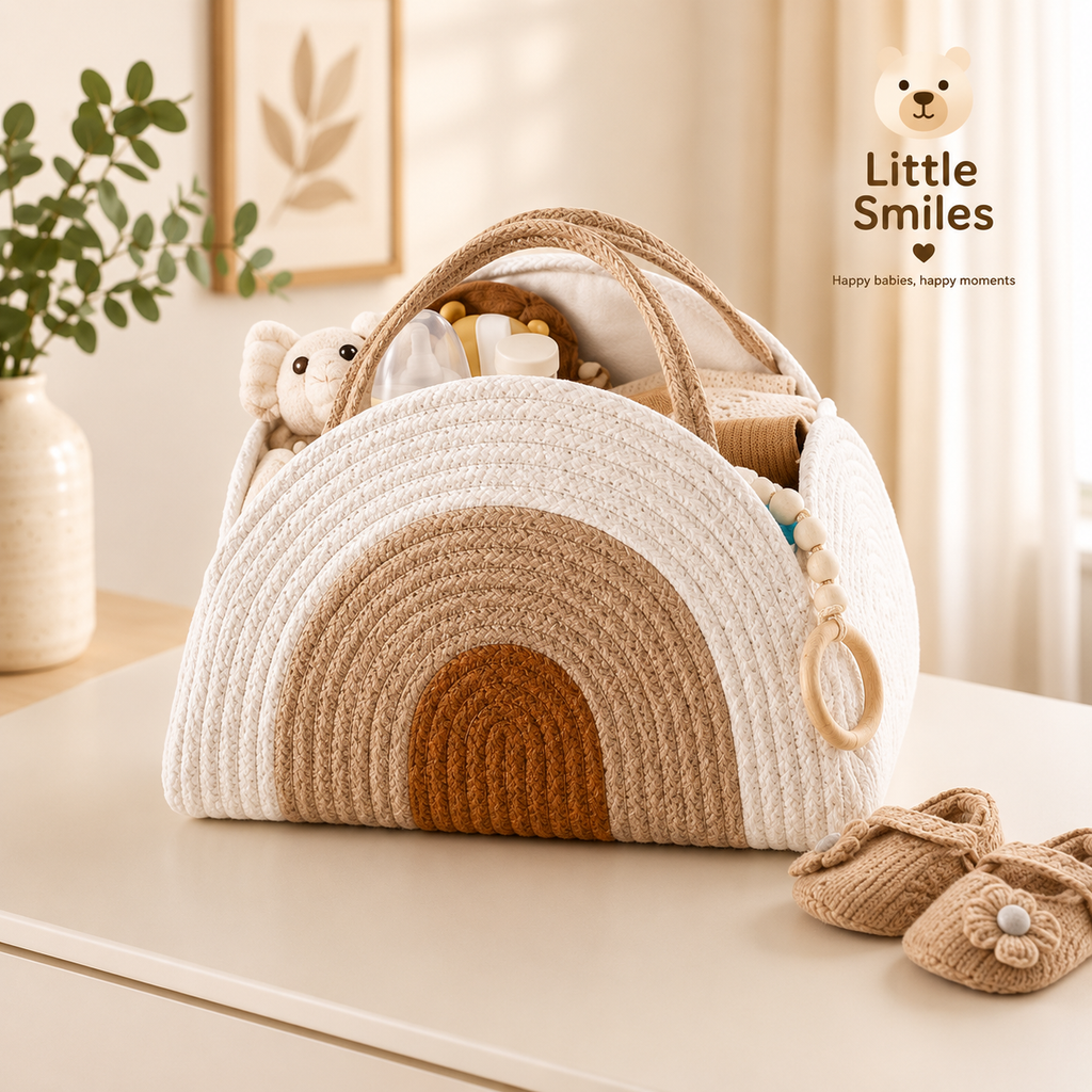 Little Smiles Rainbow Woven Diaper Caddy